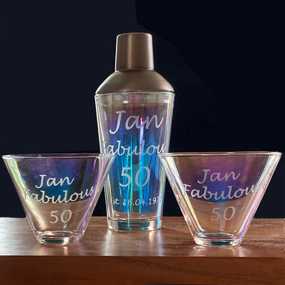 Personalized Glass Cocktail Shaker Set