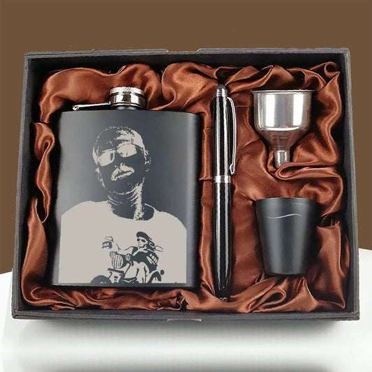Personalized Hip Flask with a engraved photo.
