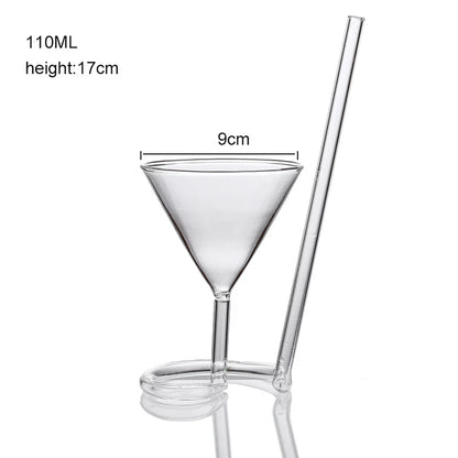 Personalized Cocktail Glass with Straw.