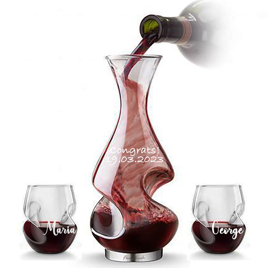 Customized Wine Decanter set 750ML. Wine lover's gift.