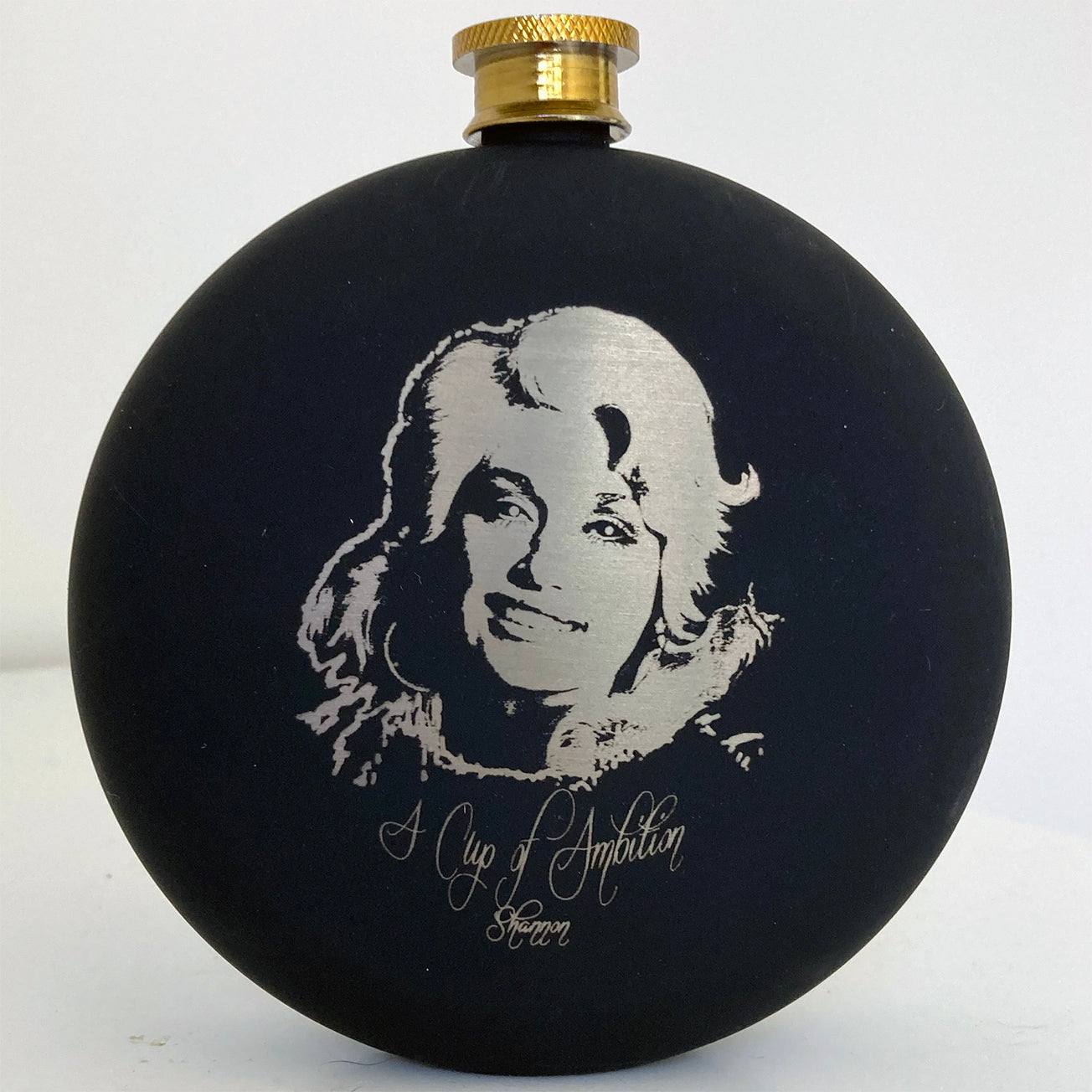 Personalized Round Hip Flask with a engraved photo.