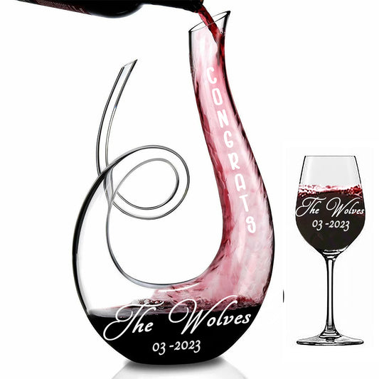 Personalized wine decanter set.  Decanter for Wine lovers
