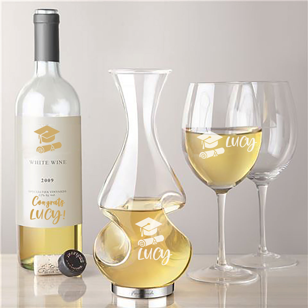 Customized Wine Decanter set 750ML. Wine lover's gift.