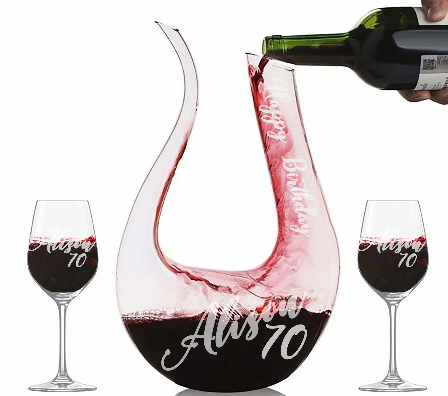 Engraved Wine Decanters - U Shape Horn - aartsengravery