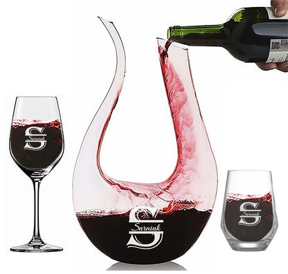 Engraved Wine Decanters - U Shape Horn - aartsengravery