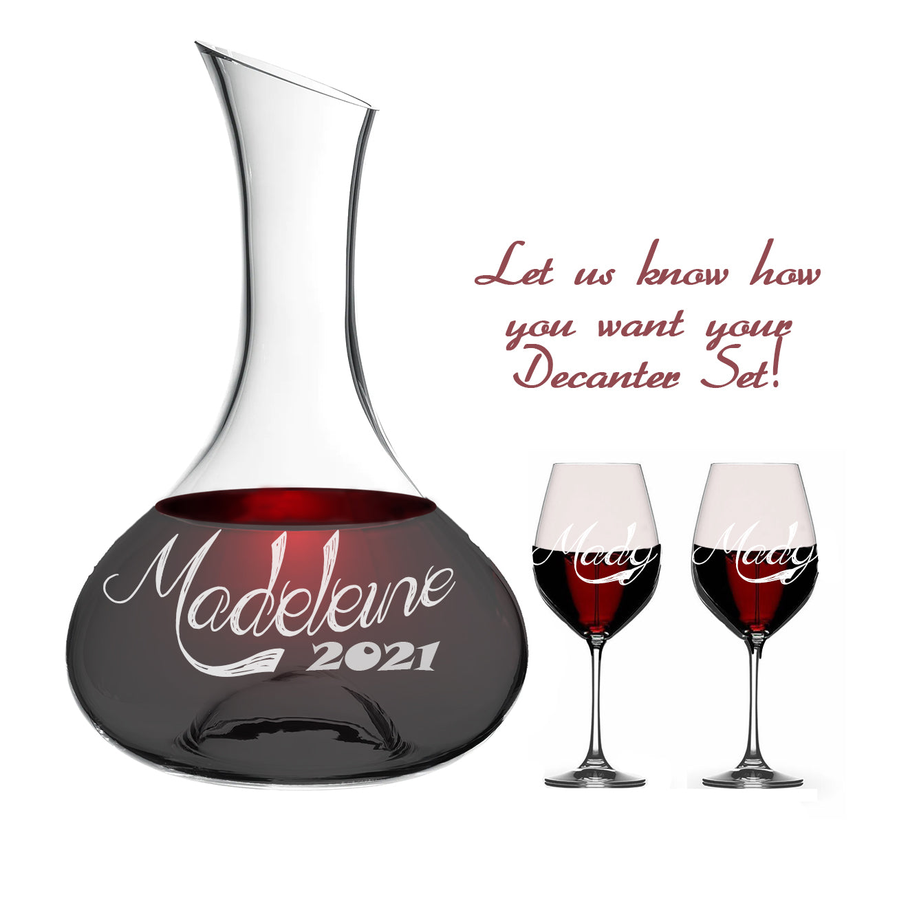 Engraved Wine Decanter Set. Wine Carafe - aartsengravery