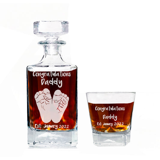 Engraved  Square Tradicional Whiskey Decanter Set - aartsengravery