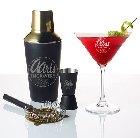 Personalized Cocktail Shaker and Cocktail glass - aartsengravery