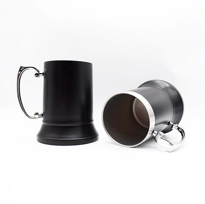 Matte Black Beer Mug. Stainless Still Custom Mug - aartsengravery